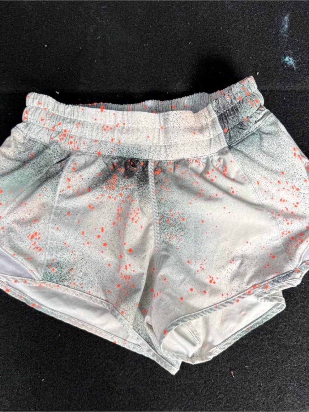 lululemon athletica Light Gray Athletic Shorts with Orange Speckle